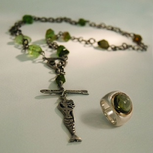 silver & tourmaline mermaid necklace