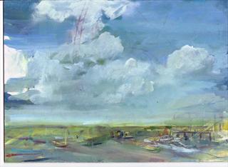 chloe Mandy - Gathering Storm, Contemporary landscape painting in Norfolk